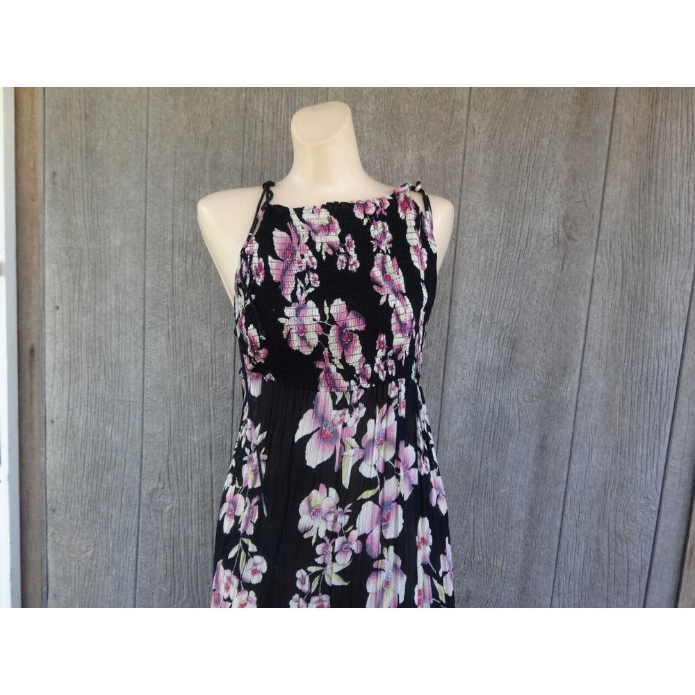 NEW Free People Garden Party Floral Sundress Dress Black Pink Maxi Sleev…